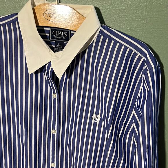 Chaps Classics Striped Shirt XL Blue White - Picture 4 of 6